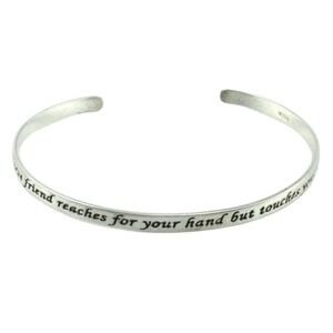 Sterling Silver Friendship Quote Cuff Bracelet